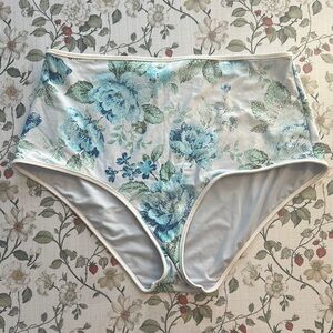 Aerie Floral blue and white High-Waisted full coverage Bikini Bottoms